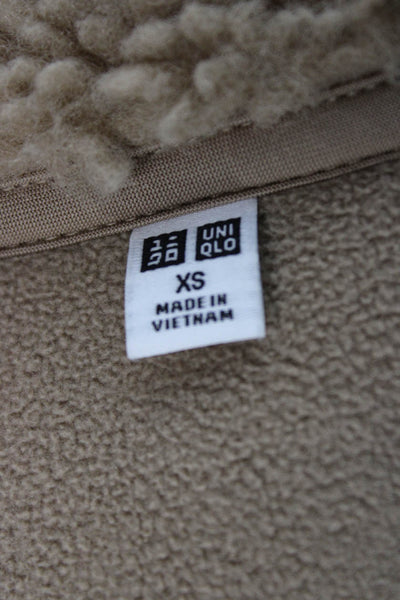 Uniqlo Women Basic Jacket Beige Long Sleeve Zip Polyester Solid Size XS