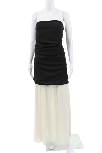 Line & Dot Womens Strapless Black Maxi Dress Polyester Zip Size S