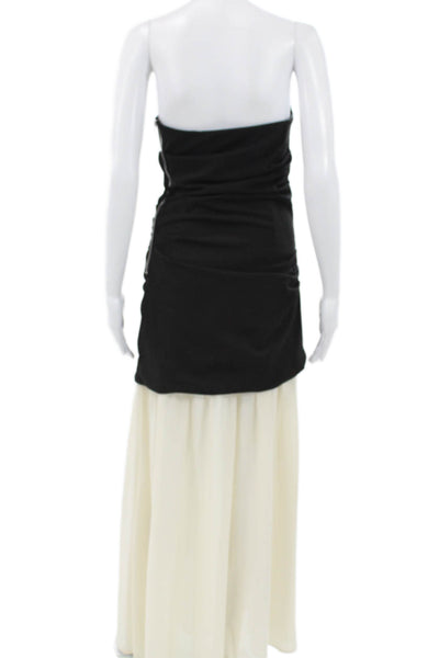 Line & Dot Womens Strapless Black Maxi Dress Polyester Zip Size S