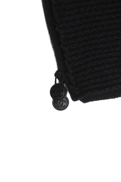 Chanel Womens Black Wool Coatigan Zip Closure Size 38