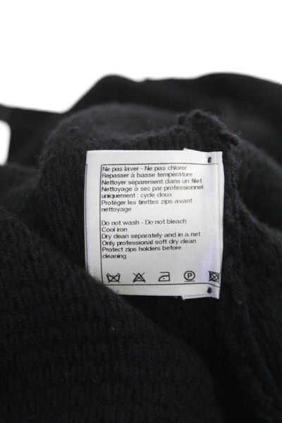 Chanel Womens Black Wool Coatigan Zip Closure Size 38