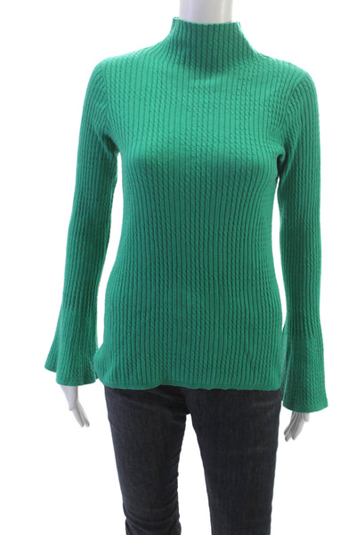 Sandro Womens Green Mock Neck Pullover Sweater Long Sleeve Size S
