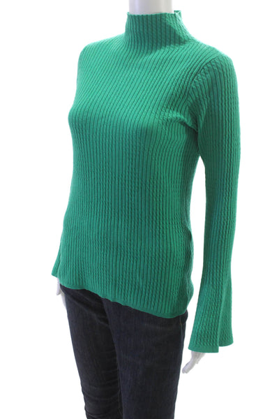 Sandro Womens Green Mock Neck Pullover Sweater Long Sleeve Size S