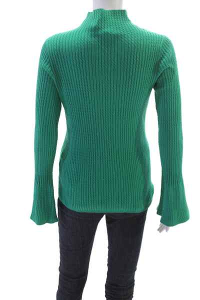 Sandro Womens Green Mock Neck Pullover Sweater Long Sleeve Size S