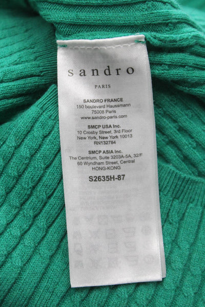 Sandro Womens Green Mock Neck Pullover Sweater Long Sleeve Size S