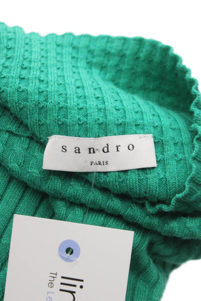 Sandro Womens Green Mock Neck Pullover Sweater Long Sleeve Size S