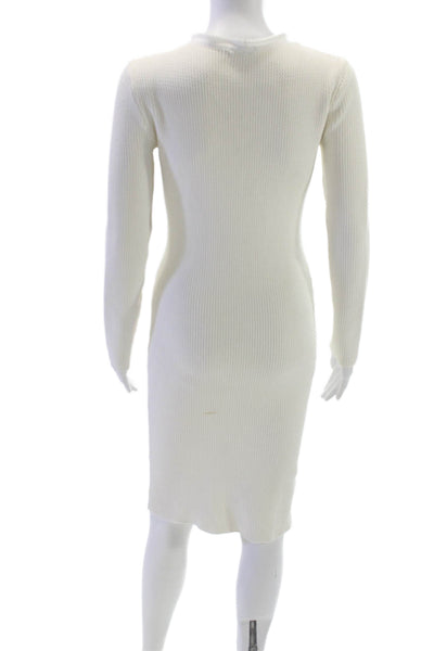 Tom Ford Women Sweater Dress White V-Neck Long Sleeve Viscose Zip Size M