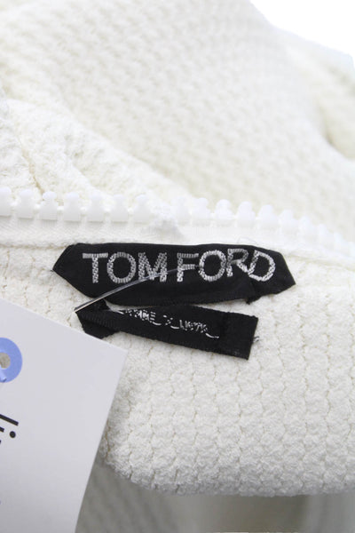 Tom Ford Women Sweater Dress White V-Neck Long Sleeve Viscose Zip Size M