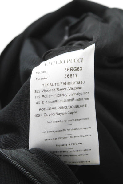Emilio Pucci Womens Sheath Dress Black Square Neck Long Sleeve Size 38