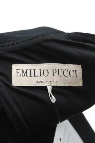 Emilio Pucci Womens Sheath Dress Black Square Neck Long Sleeve Size 38