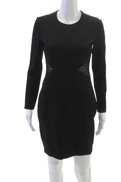 Emilio Pucci Women Sheath Dress Black Viscose Long Sleeve Size 38