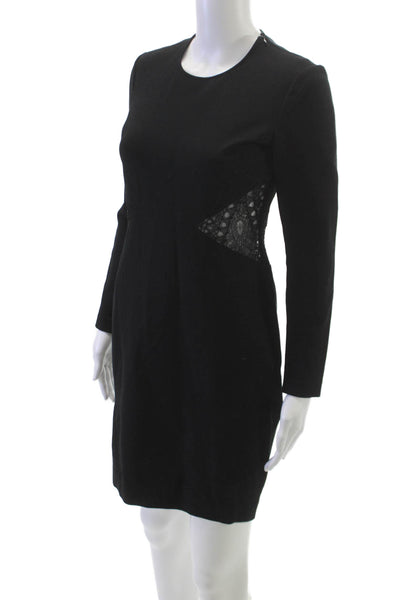 Emilio Pucci Women Sheath Dress Black Viscose Long Sleeve Size 38