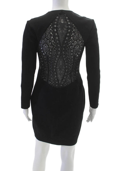 Emilio Pucci Women Sheath Dress Black Viscose Long Sleeve Size 38