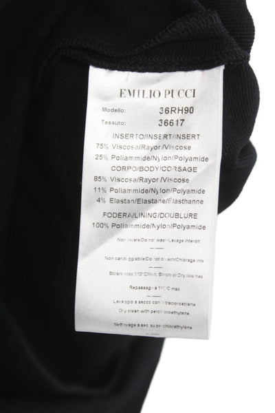 Emilio Pucci Women Sheath Dress Black Viscose Long Sleeve Size 38