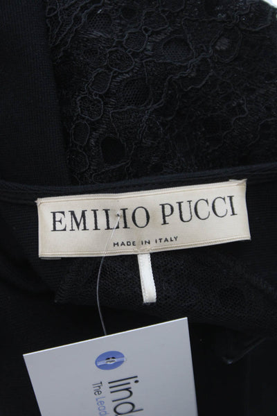 Emilio Pucci Women Sheath Dress Black Viscose Long Sleeve Size 38