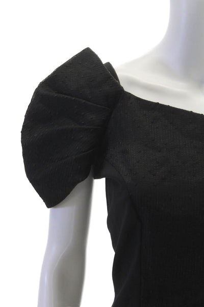 Fendi Women Pencil Dress One Shoulder Knee Length Black Virgin Wool Size 40