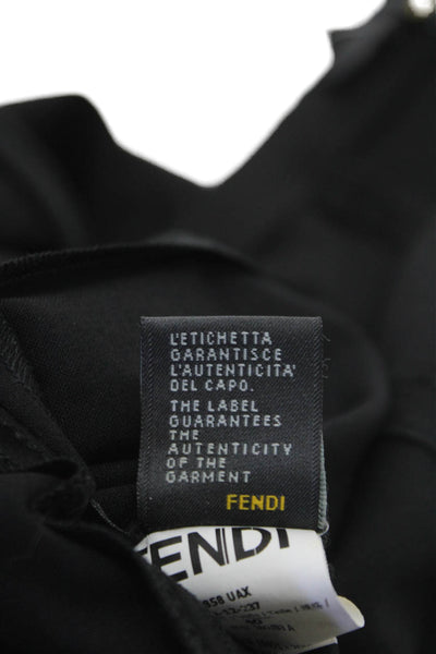 Fendi Women Pencil Dress One Shoulder Knee Length Black Virgin Wool Size 40