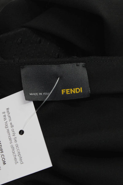 Fendi Women Pencil Dress One Shoulder Knee Length Black Virgin Wool Size 40