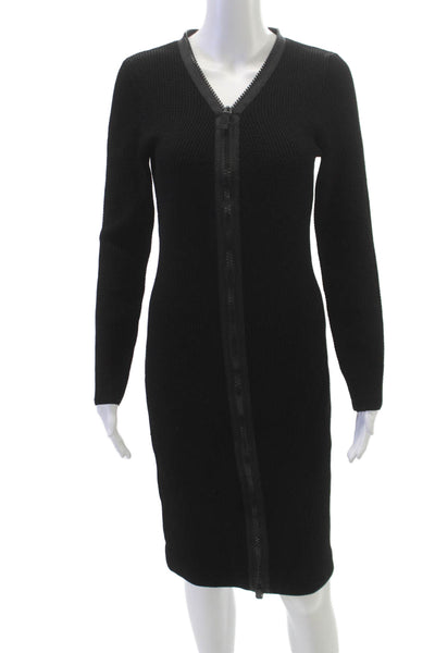 Tom Ford Womens Black V-Neck Sweater Dress Viscose Long Sleeve Zip Size M