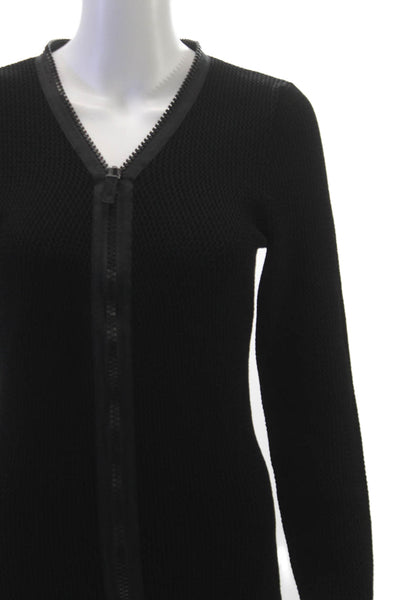 Tom Ford Womens Black V-Neck Sweater Dress Viscose Long Sleeve Zip Size M