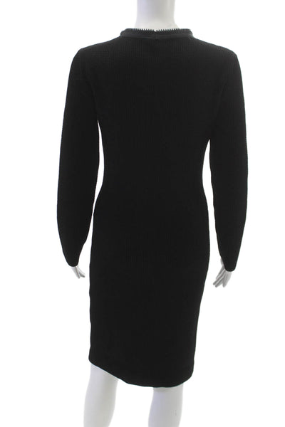 Tom Ford Womens Black V-Neck Sweater Dress Viscose Long Sleeve Zip Size M