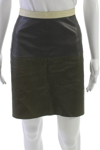 Celine Womens Mini Leather Skirt Brown Zip Short Size 40
