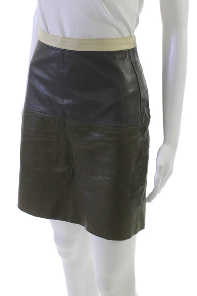Celine Womens Mini Leather Skirt Brown Zip Short Size 40
