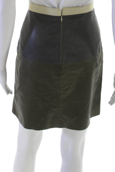 Celine Womens Mini Leather Skirt Brown Zip Short Size 40