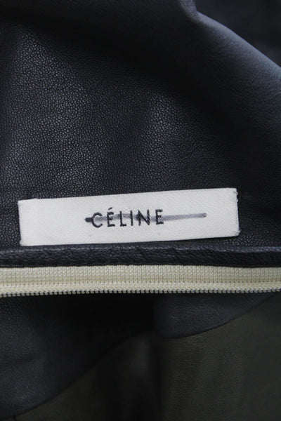 Celine Womens Mini Leather Skirt Brown Zip Short Size 40