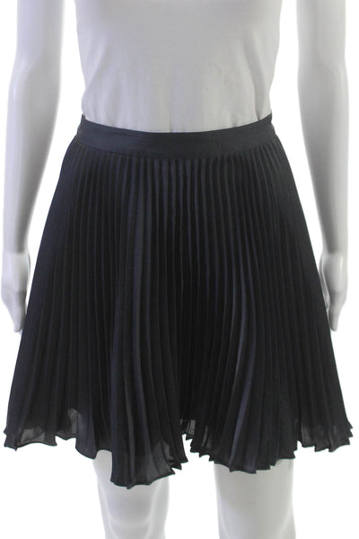 Club Monaco Women Pleated Black Knee Length Skirt Polyester Size 6