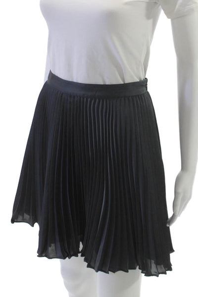 Club Monaco Women Pleated Black Knee Length Skirt Polyester Size 6