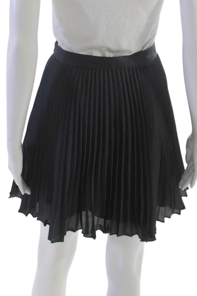 Club Monaco Women Pleated Black Knee Length Skirt Polyester Size 6