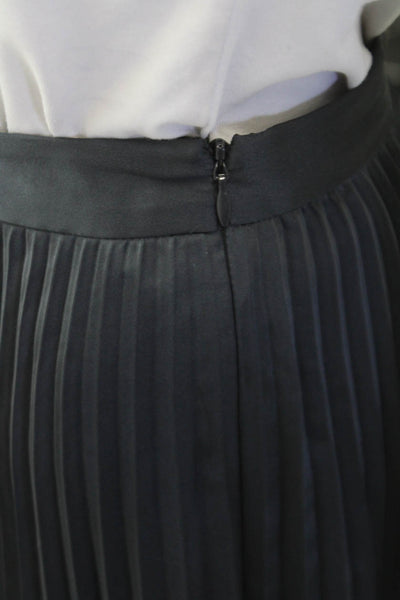 Club Monaco Women Pleated Black Knee Length Skirt Polyester Size 6