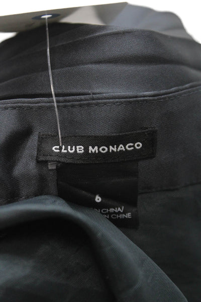 Club Monaco Women Pleated Black Knee Length Skirt Polyester Size 6
