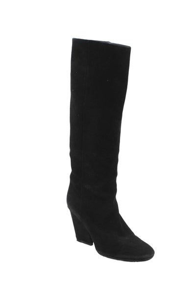Dior Womens Suede Heeled Knee High Boots Black Size EUR 40.5