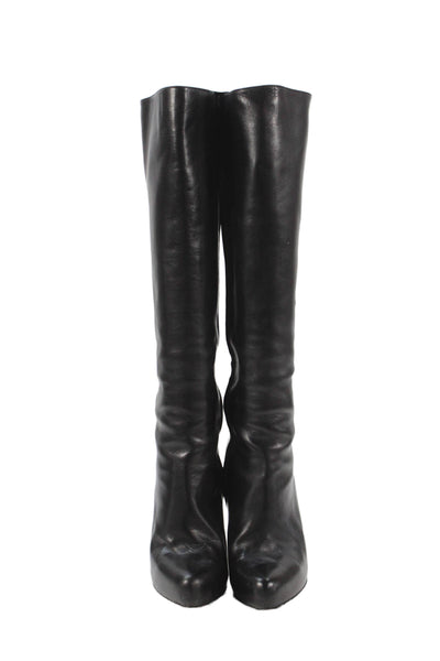 Dior Womens Leather Stiletto Knee High Boots Black Size EUR 40
