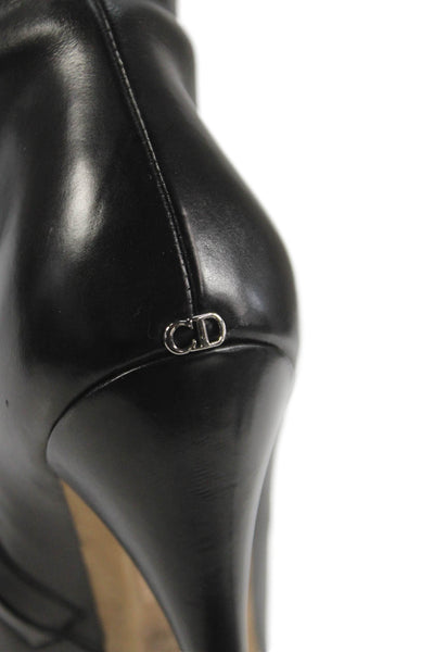 Dior Womens Leather Stiletto Knee High Boots Black Size EUR 40