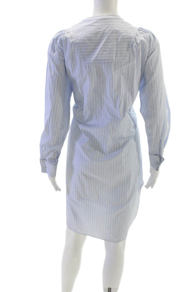 Ermanno Scervino Women Shirt Dress Blue Striped Cotton Long Sleeve Size 40