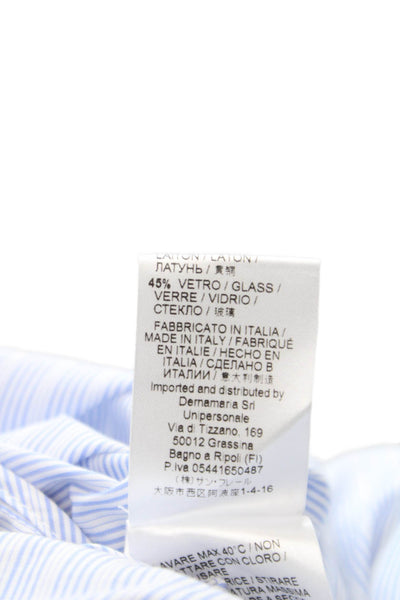 Ermanno Scervino Women Shirt Dress Blue Striped Cotton Long Sleeve Size 40