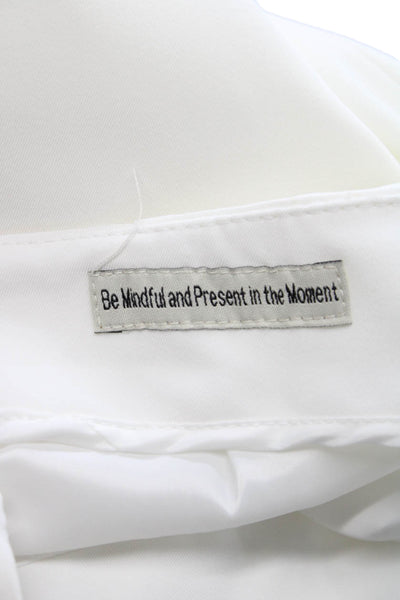 Peace of Cloth Womens Cropped White Polyester Pants Size 12