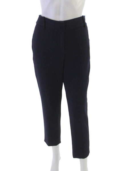 J Crew Women Cropped Pants Blue Polyester Zip Inseam 28 Size 12