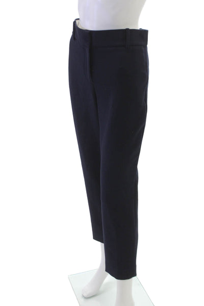 J Crew Women Cropped Pants Blue Polyester Zip Inseam 28 Size 12