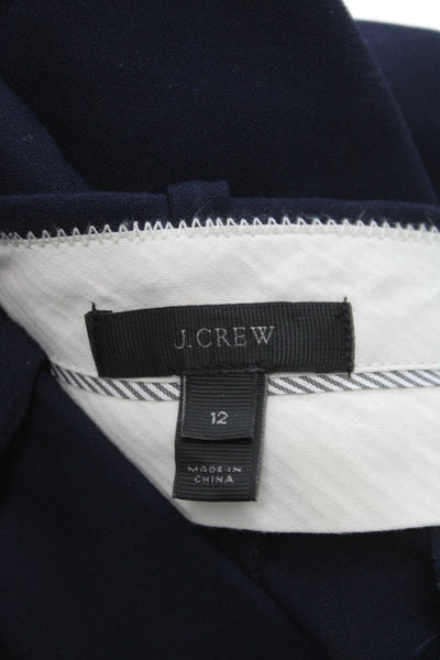 J Crew Women Cropped Pants Blue Polyester Zip Inseam 28 Size 12