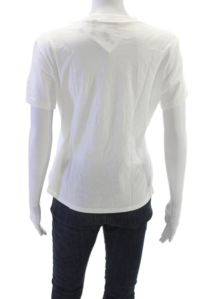 Theory Women Basic White Pima Cotton Crewneck Short Sleeve T-Shirt Size L