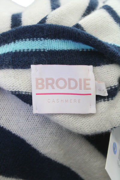 Brodie Womens Cashmere Striped Crew Neck Pullover Sweater Multicolor Size L
