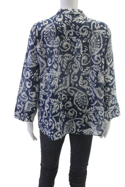 St. Barth Mare St. Tropez Women Blue Floral Button-Up 3/4 Sleeve Size 44