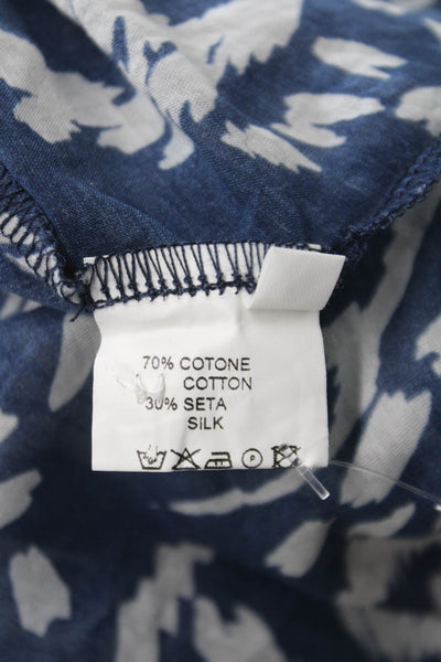 St. Barth Mare St. Tropez Women Blue Floral Button-Up 3/4 Sleeve Size 44