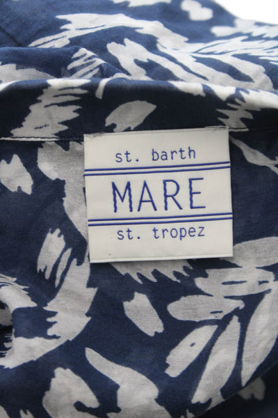 St. Barth Mare St. Tropez Women Blue Floral Button-Up 3/4 Sleeve Size 44
