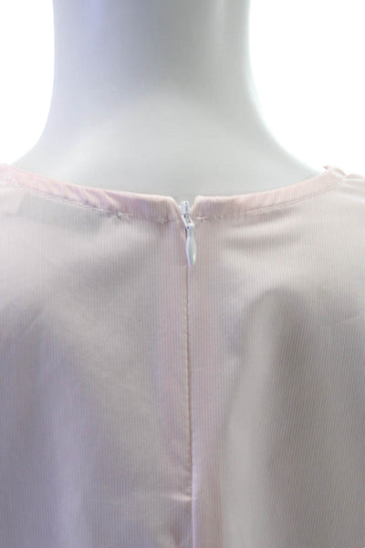 Sandro Women Pink Cotton Tunic V-Neck Striped 3/4 Sleeve Zip Size 3