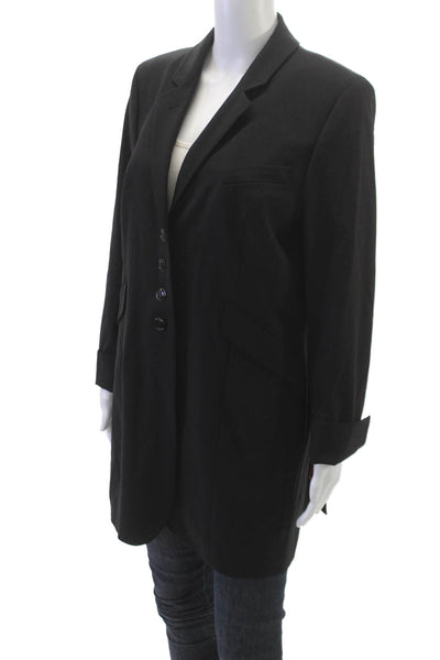 Scapa Women Overcoat Blazer Black 96% Virgin Wool Button Size 44